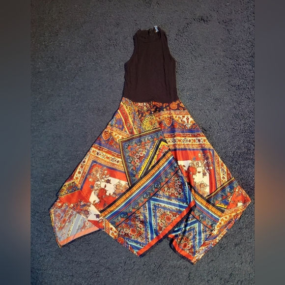 VENUS Navy Multi Handkerchief Hem Dress SIZE XS - Picture 4 of 5